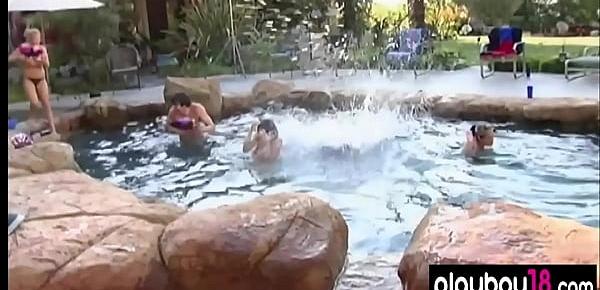 Busty asian babe pleased by a BBC outdoor by the pool